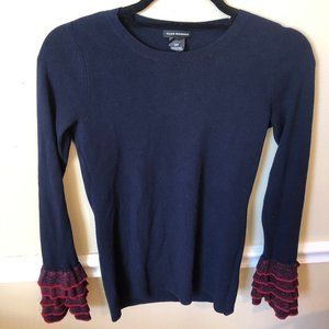 * Club Monaco Navy Sweater with Ruffle Cuffs *